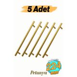 Badem10 Alteta Gold Altın 5 Adet Set 224 mm Metal Mobilya Kulp Mutfak Dolap Çekmece Dolabı Kapak Kulpları