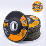 Badem10 Alüminyum Gövde 115 mm Flap Disk 100 Kum Metal Zımpara Taşı Taşlama Diski 10 Adet Avantajlı Paket - Renkli