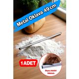 Badem10 Alüminyum Metal Oklava ( 1 Adet ) 49 cm Mutfak Börek Hamur Un Yufka Açma Silindir Yuvarlak Krom Renk