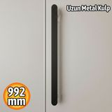 Badem10 Anzer Mat Siyah Çizgili Uzun Kulp 992 mm Çekmece Dolap Kulpu Modern Şık Dayanıklı Mobilya Kulpu - Metal