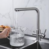 Badem10 Arıtma Mutfak Lavabo Musluğu Bataryası Mix Eyve Sıcak Soğuk Çift Su Girişli Çeşmesi 40 cm (Krom)