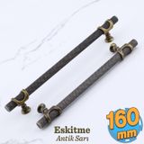 Badem10 Arsin Eskitme Antik Sarı Metal Kulp 160 Mm-16 cm Mobilya Mutfak Dolabı Dolap Kulpları Kulbu Çekmece