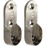 BADEM10 Askı Flanşı Oval Dolap Boru Sabitleme Kıyafet Elbise Askı Flanş Aparatı Krom 45 mm (2 - Çok Renkli