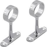 Badem10 Askı Flanşı Oval Dolap Boru Sabitleme Kıyafet Elbise Askı Flanş Aparatı Krom 75x25 mm (2 ADET)