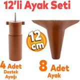 Badem10 Aspen 12'li Set Mobilya Kanepe Koltuk Tv Ünitesi Baza Ayağı Ayakları Destek 12 Cm Robot Süpürge