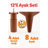 Badem10 Aspen 12'li Set Mobilya Kanepe Koltuk Tv Ünitesi Baza Ayağı Ayakları Destek 12 Cm