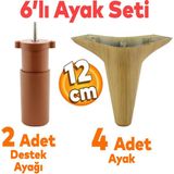 Badem10 Aspen 6'lı Set Mobilya Tv Ünitesi Çekyat Koltuk Kanepe Baza Destek Ayağı Ayakları 12 Cm Açık Ceviz