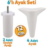 Badem10 Aspen 6'lı Set Mobilya Tv Ünitesi Çekyat Koltuk Kanepe Baza Destek Ayağı Ayakları 12 Cm Beyaz M8