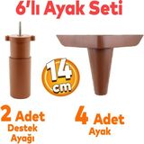 Badem10 Aspen 6'lı Set Mobilya Tv Ünitesi Çekyat Koltuk Kanepe Baza Destek Ayağı Ayakları 14 Cm Ahşap Desen - 14 cm Ahşap Desen Baza Ayak M8