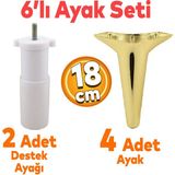 Badem10 Aspen 6'lı Set Mobilya Tv Ünitesi Çekyat Koltuk Kanepe Baza Destek Ayağı Ayakları 18 Cm Gold M8