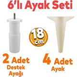 Badem10 Aspen 6'lı Set Mobilya Tv Ünitesi Çekyat Koltuk Kanepe Baza Destek Ayağı Ayakları 18 Cm Krem M8 - 18 cm Krem Baza Ayak M8 Destek