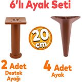 Badem10 Aspen 6'lı Set Mobilya Tv Ünitesi Çekyat Koltuk Kanepe Baza Destek Ayağı Ayakları 20 Cm Kahverengi