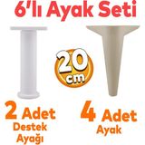 Badem10 Aspen 6'lı Set Mobilya Tv Ünitesi Çekyat Koltuk Kanepe Baza Destek Ayağı Ayakları 20 Cm Krem - 20 cm Krem Baza Ayak M8 Destek