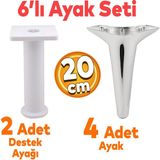 Badem10 Aspen 6'lı Set Mobilya Tv Ünitesi Çekyat Koltuk Kanepe Baza Destek Ayağı Ayakları 20 Cm Krom M8