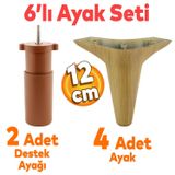 Badem10 Aspen 6'lı Set Mobilya TV Ünitesi Çekyat Koltuk Kanepe Destek Ayağı 12 cm Açık Ceviz Baza Ayak