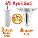 Badem10 Aspen 6'lı Set Mobilya TV Ünitesi Çekyat Koltuk Kanepe Destek Ayağı 12 cm Krom Baza Ayak M8 Destek