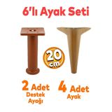 Badem10 Aspen 6'lı Set Mobilya Tv Ünitesi Koltuk Kanepe Konsol Destek Ayağı Ayakları 20 Cm Koyu Ceviz