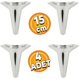 Badem10 Aspen Krom Renk 15 cm 4 Adet Mobilya Kanepe Sehpa Tv Ünitesi Baza Koltuk Ayağı