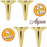 Badem10 Aspen Lüks Mobilya Kanepe Koltuk Tv Ünitesi Baza Ayağı Ayakları 24 Cm Altın Gold Ayak (4 Adet)