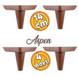 Badem10 Aspen Lüks Mobilya Kanepe Sehpa Puf Koltuk Ayağı 14 cm Kahverengi Ahşap Desenli Baza Ayak 4 (Adet)