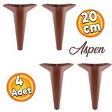 Badem10 Aspen Lüks Mobilya Kanepe Sehpa Puf Koltuk Ayağı Kahverengi Baza Ayak 20 cm (4 Adet)