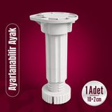 Badem10 Ayarlanabilir 1 Adet (10+2 Cm) Plastik Ayak Dolap Mobilya Tezgah Yükseltici Yükseltme Ayağı Gri - 12 cm