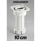 Badem10 Ayarlanabilir 10 Cm Plastik Ayak Dolap Mobilya Tezgah Puf Yükseltici Yükseltme Ayağı Beyaz Ayakları