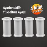 Badem10 Ayarlanabilir 4 Adet 12 cm Beyaz Plastik Ayak Dolap Mobilya Tezgah Yükseltici Yükseltme Ayağı - 12cm
