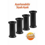 Badem10 Ayarlanabilir 4 Adet 12 Cm Siyah Plastik Ayak Dolap Mobilya Tezgah Yükseltici Yükseltme Ayağı