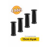 Badem10 Ayarlanabilir 4 Adet 15 cm Siyah Plastik Ayak Dolap Mobilya Tezgah Yükseltici Yükseltme Ayağ