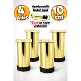 Badem10 Ayarlanabilir Dolap Mobilya Kanepe Baza Metal Destek Yükseltici Ayağı 10 Cm Gold Ayakları 4 Adet