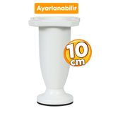 Badem10 Ayarlanabilir Dolap Mobilya Koltuk Kanepe Sehpa Ayağı 10 Cm Plastik Beyaz Ayakları