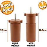Badem10 Ayarlanabilir Gizli Mobilya Ayak 9.5-14.5 cm Kahverengi M8 Civatalı Orta Destek