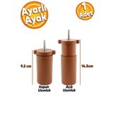 Badem10 Ayarlanabilir Gizli Mobilya Kanepe Baza Koltuk M8 Civatalı Vidalı Orta Destek Ayağı Ayak Kahve 9.5cm