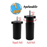 Badem10 Ayarlanabilir Gizli Mobilya Kanepe Baza Koltuk M8 Civatalı Vidalı Orta Destek Ayağı Ayak Siyah 9.5cm