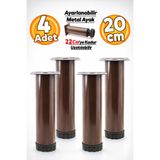 Badem10 Ayarlanabilir Mobilya Kanepe Konsol Koltuk Metal Destek Yükseltici Kahve Ayağı Ayakları 20 Cm 4 Adet