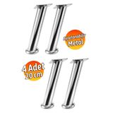 Badem10 Ayarlanabilir Tablalı (4 ADET) Dereceli 20 CM Krom Metal Baza TV Ünitesi Koltuk Mobilya Ayağı
