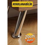 Badem10 (AYARLANABİLİR) Tablalı Dereceli (20 CM) Krom Metal Baza TV Ünitesi Koltuk Mobilya Ayağı (+2CM)