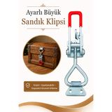 Badem10 Ayarlı Büyük Sandık Klipsi Gergi Mandalı Asma Kilit Uyumlu Kaput Kilidi Mandalı Krom Metal