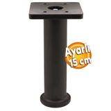 Badem10 Ayarlı Destek Ayağı Mobilya Kanepe Koltuk Yükseltici Ayarlanabilir 15 Cm Siyah Yükseltme Ayakları