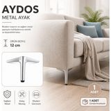 Badem10 Aydos 1 Adet Metal Mobilya Ayağı 12 cm Krom Dayanıklı Şık Modern Koltuk Sehpa Dolap Ayağı