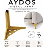 Badem10 Aydos 15 cm Mat Altın Metal Mobilya Ayağı 1 Adet Dayanıklı Modern Tasarım Sehpa Dolap Koltuk Ayağı