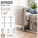 Badem10 Aydos 4 Adet 12 cm Krom Metal Mobilya Ayağı Koltuk Sehpa Dolap Ayak Seti Dayanıklı Şık Tasarım