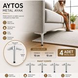 Badem10 Aydos 4 Adet 15 cm Krom Metal Mobilya Ayağı Dayanıklı Şık Koltuk Dolap Sehpa Ayağı Modern Tasarım