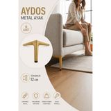 Badem10 Aydos 4 Adet Metal Mobilya Ayağı 12 cm Mat Altın Dayanıklı Şık Tasarım Koltuk Sehpa Dolap Ayağı