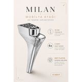 Badem10 Aytuğ Milan 19 cm Krom Mobilya Ayağı 4 Adet Modern Tasarım Tv Ünitesi Sehpa Koltuk Ayağı