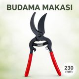 Badem10 Bağ Budama Makası 230 mm Profesyonel Keskin Çelik Bıçak Ergonomik Sap Dayanıklı Bahçe Makası - Kırmızı
