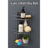 Badem10 Banyo Duş Köşe Rafı Üç Katlı Krom Şampuanlık Paslanmaz Metal Duvar Tipi Düzenleyici Organizer