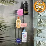 Badem10 Banyo Duş Rafı Şampuanlık Köşelik Kare Krom 3 Katlı Malzemelik Organizer Düzenleyici Mutfak Eşya Rafı