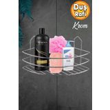 Badem10 Banyo Duş Rafı Şampuanlık Köşelik Oval Krom Tek Katlı Malzemelik Organizer Düzenleyici Mutfak Eşya R